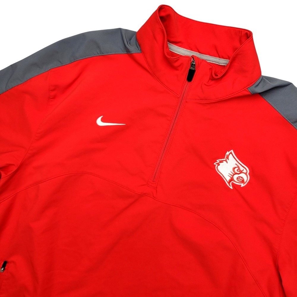 Nike Dri Fit 1/4‎ Zip Windbreaker Louisville Cardinals Mens M Red NCAA Football